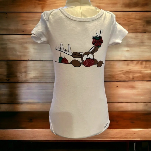 12 month Gerber onesie girl Rudolph reindeer - Picture 2 of 7